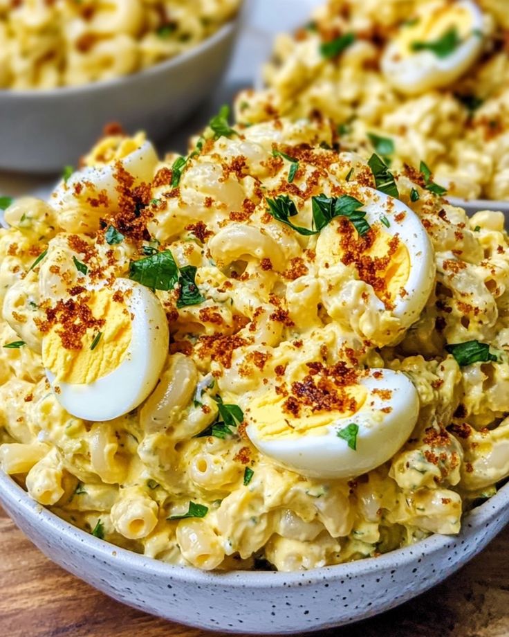 Deviled eggs macaroni salad 