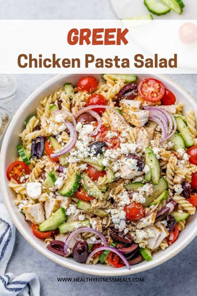Greek chicken pasta salad