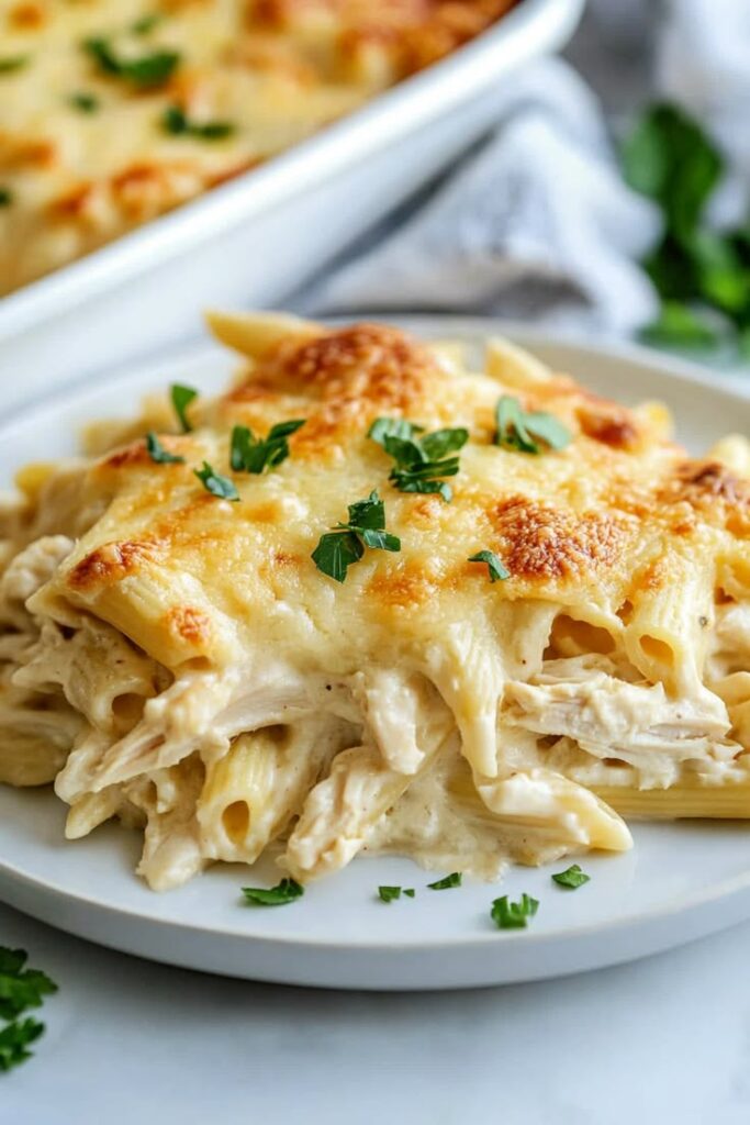 Chicken Alfredo bake
