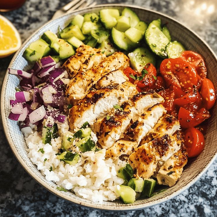Greek chicken bowls